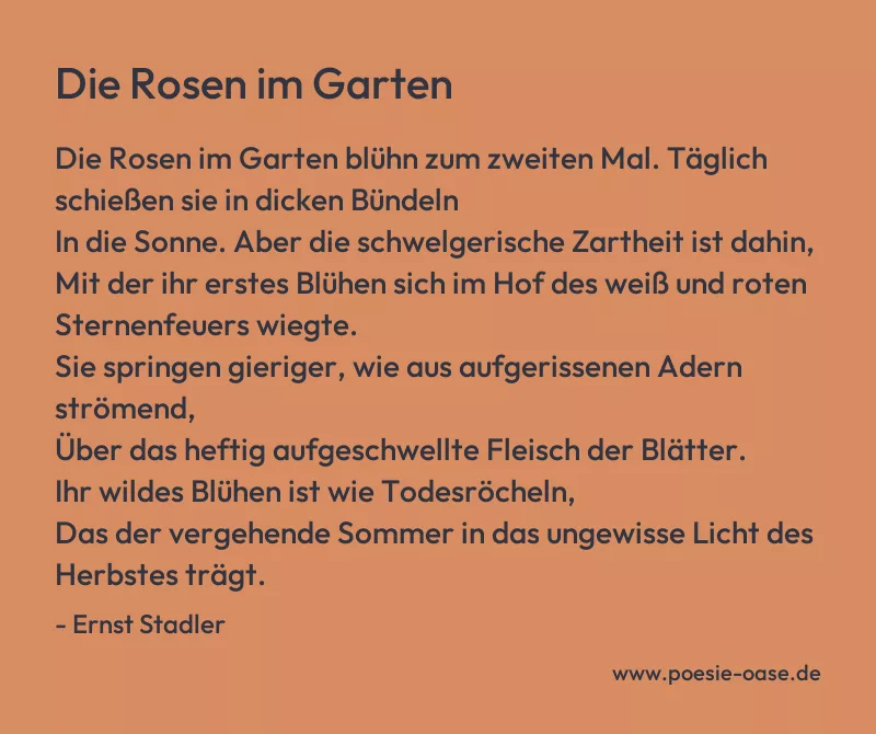 Gedicht: Die Rosen im Garten von Ernst Stadler