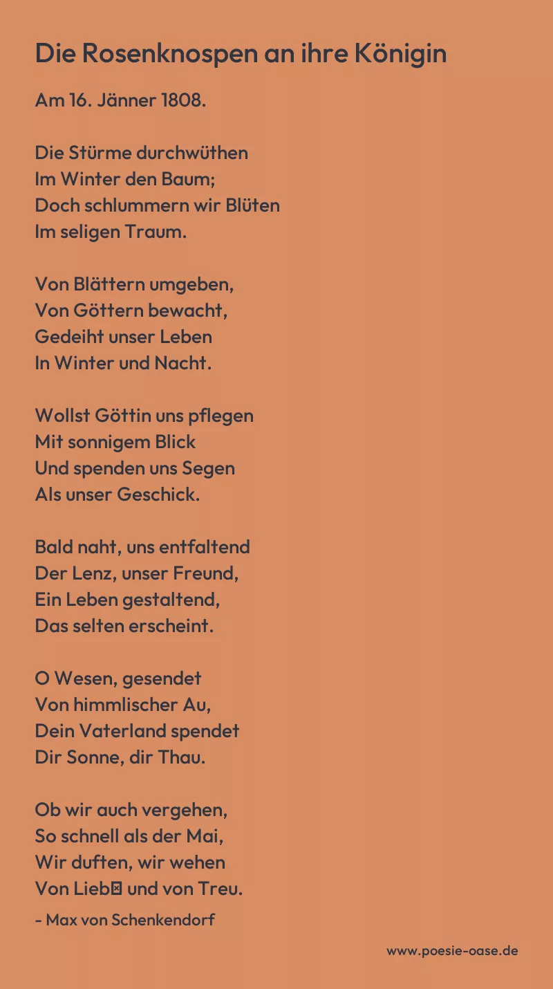 Gedicht: Die Rosenknospen an ihre Königin von Max von Schenkendorf