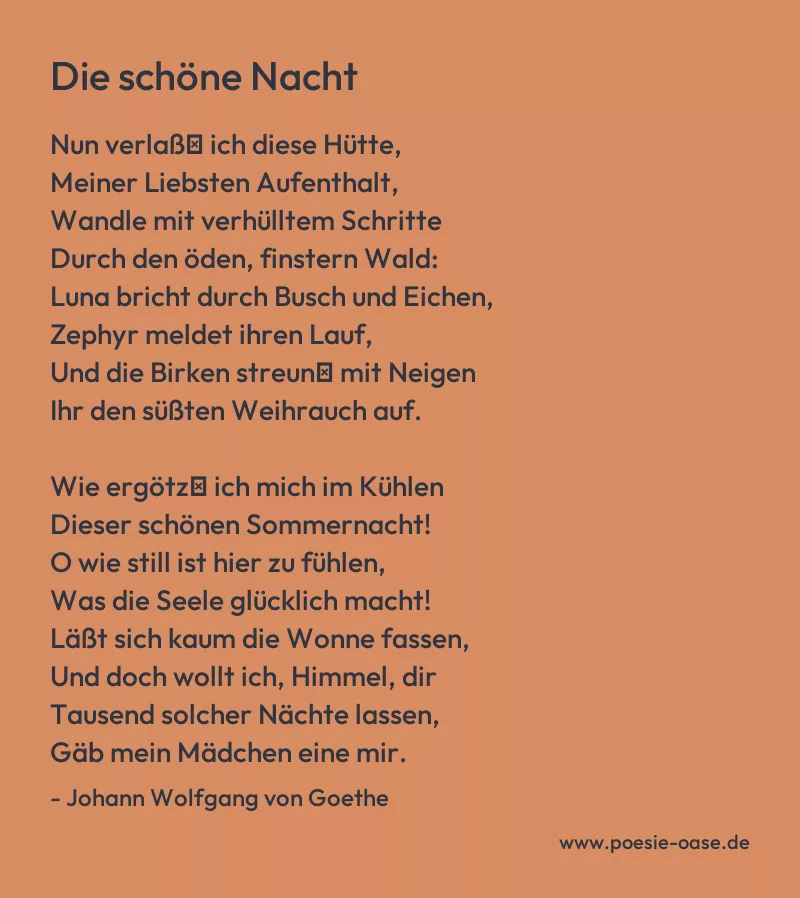 Gedicht: Die schöne Nacht von Johann Wolfgang von Goethe