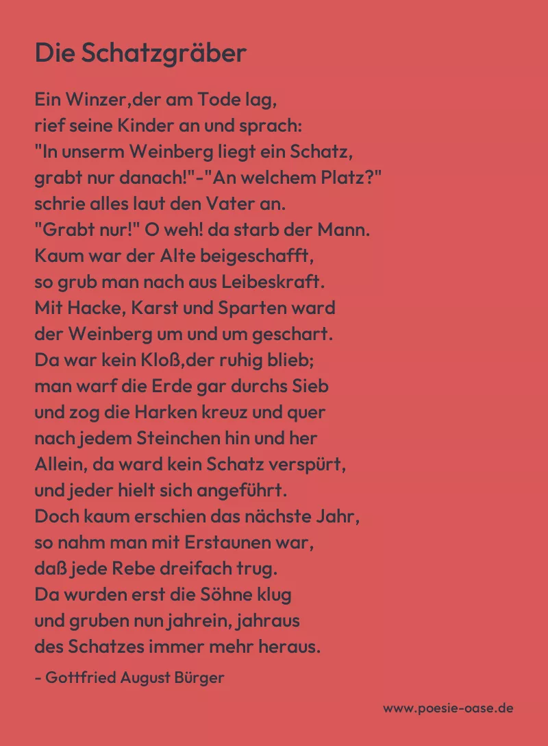 Gedicht: Die Schatzgräber von Gottfried August Bürger