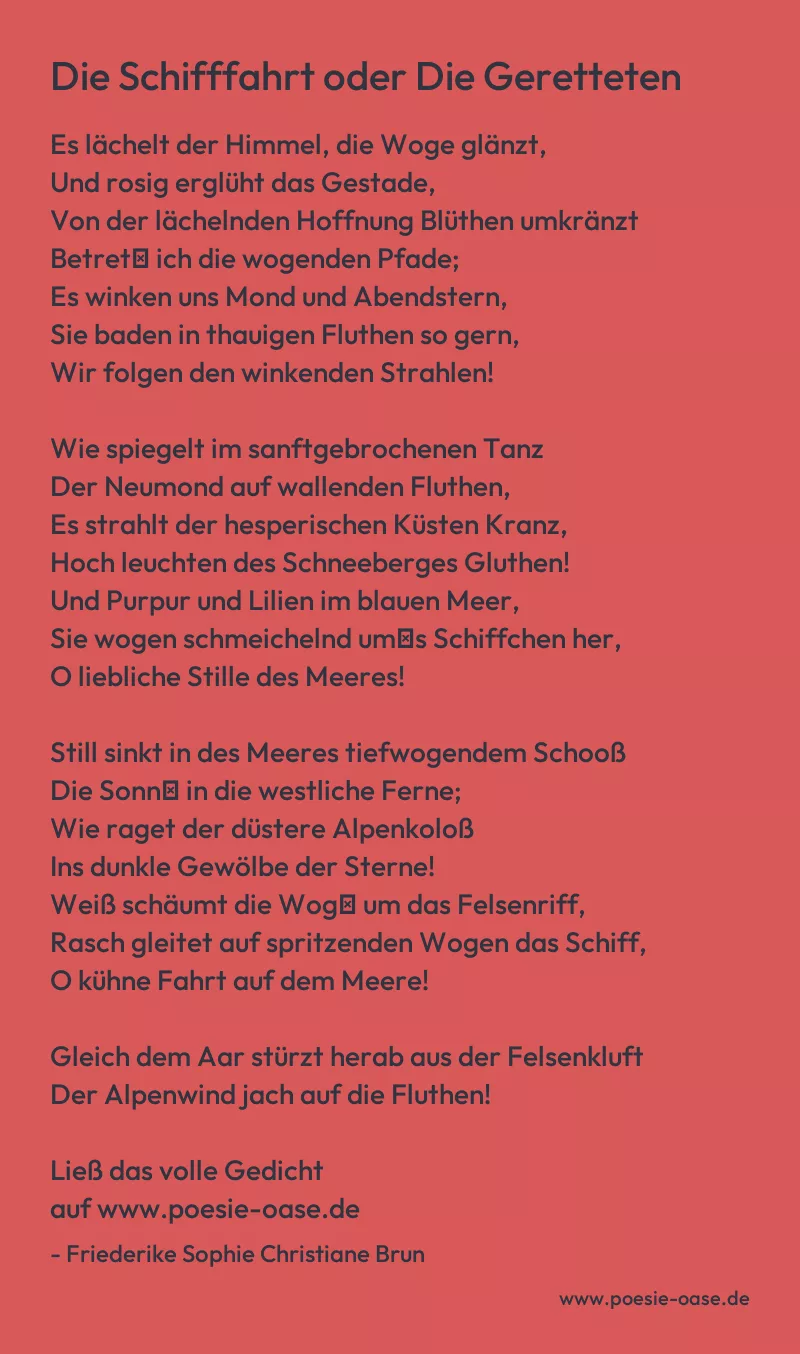 Gedicht: Die Schifffahrt oder Die Geretteten von Friederike Sophie Christiane Brun
