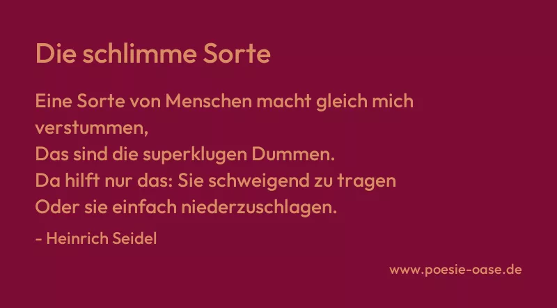 Gedicht: Die schlimme Sorte von Heinrich Seidel