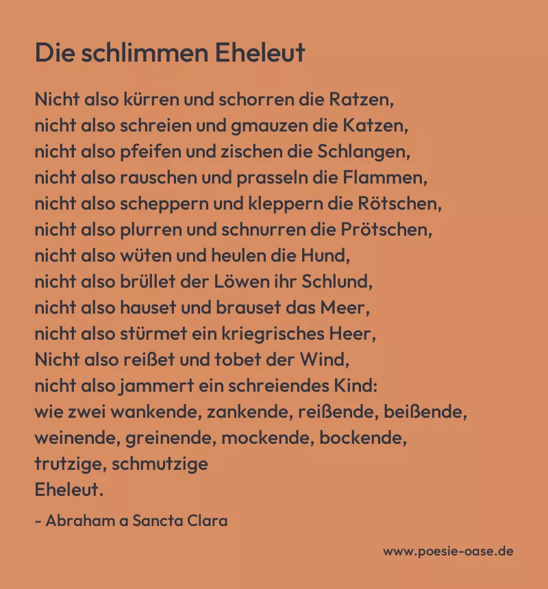 Gedicht: Die schlimmen Eheleut von Abraham a Sancta Clara