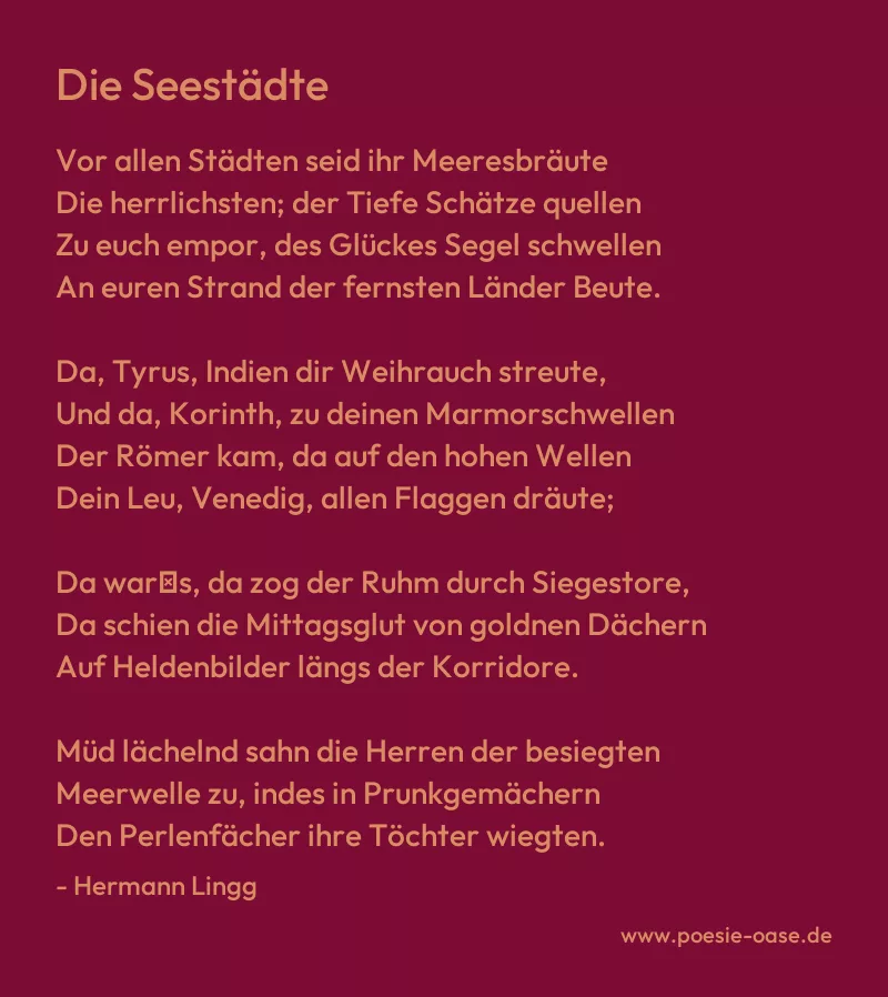 Gedicht: Die Seestädte von Hermann Lingg