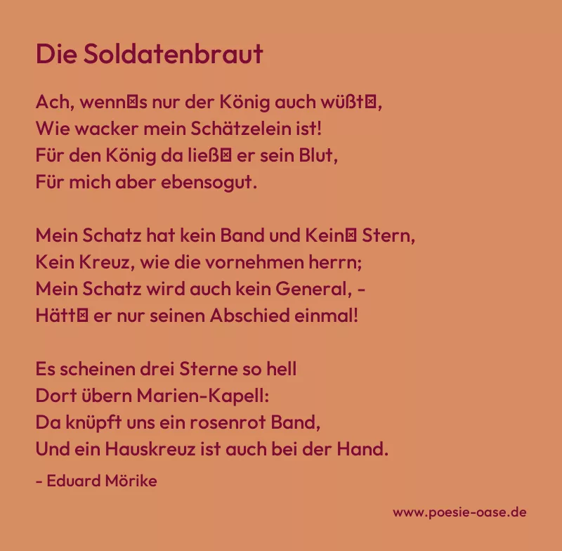 Gedicht: Die Soldatenbraut von Eduard Mörike