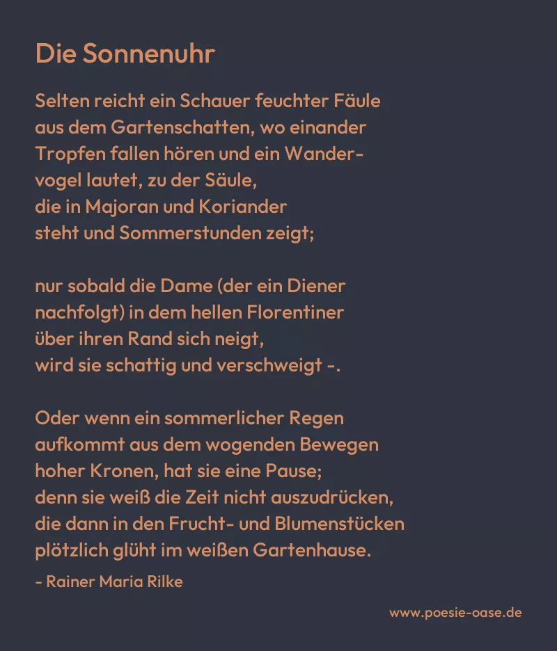 Gedicht: Die Sonnenuhr von Rainer Maria Rilke
