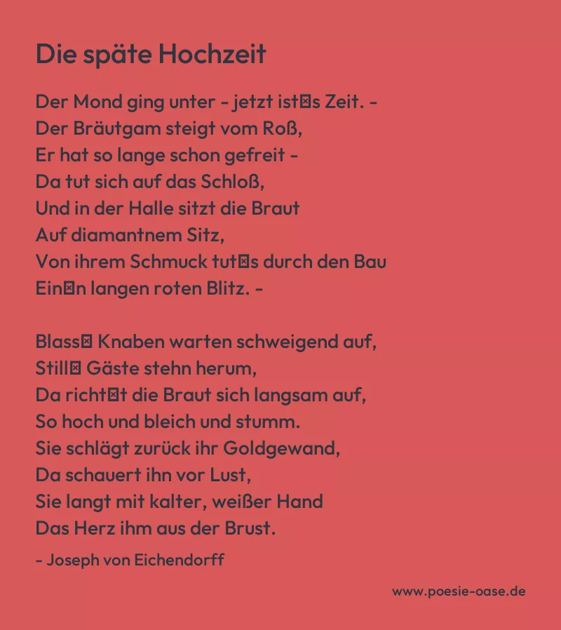 Gedicht: Die späte Hochzeit von Joseph von Eichendorff