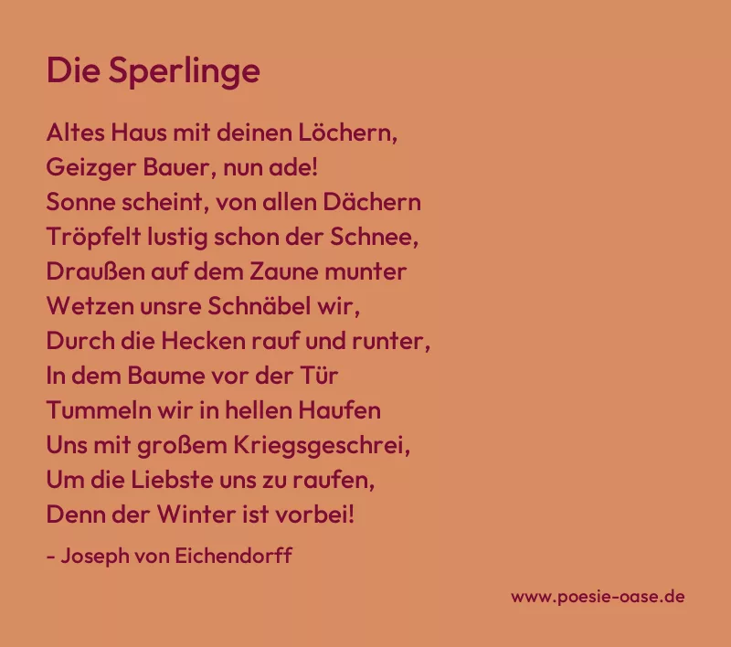 Gedicht: Die Sperlinge von Joseph von Eichendorff