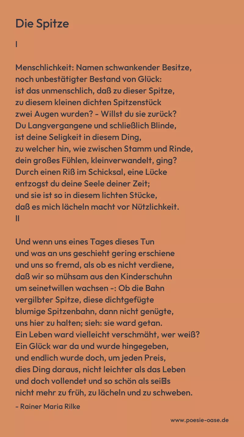 Gedicht: Die Spitze von Rainer Maria Rilke