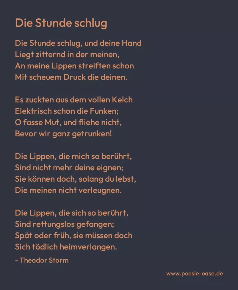 Gedicht: Die Stunde schlug von Theodor Storm