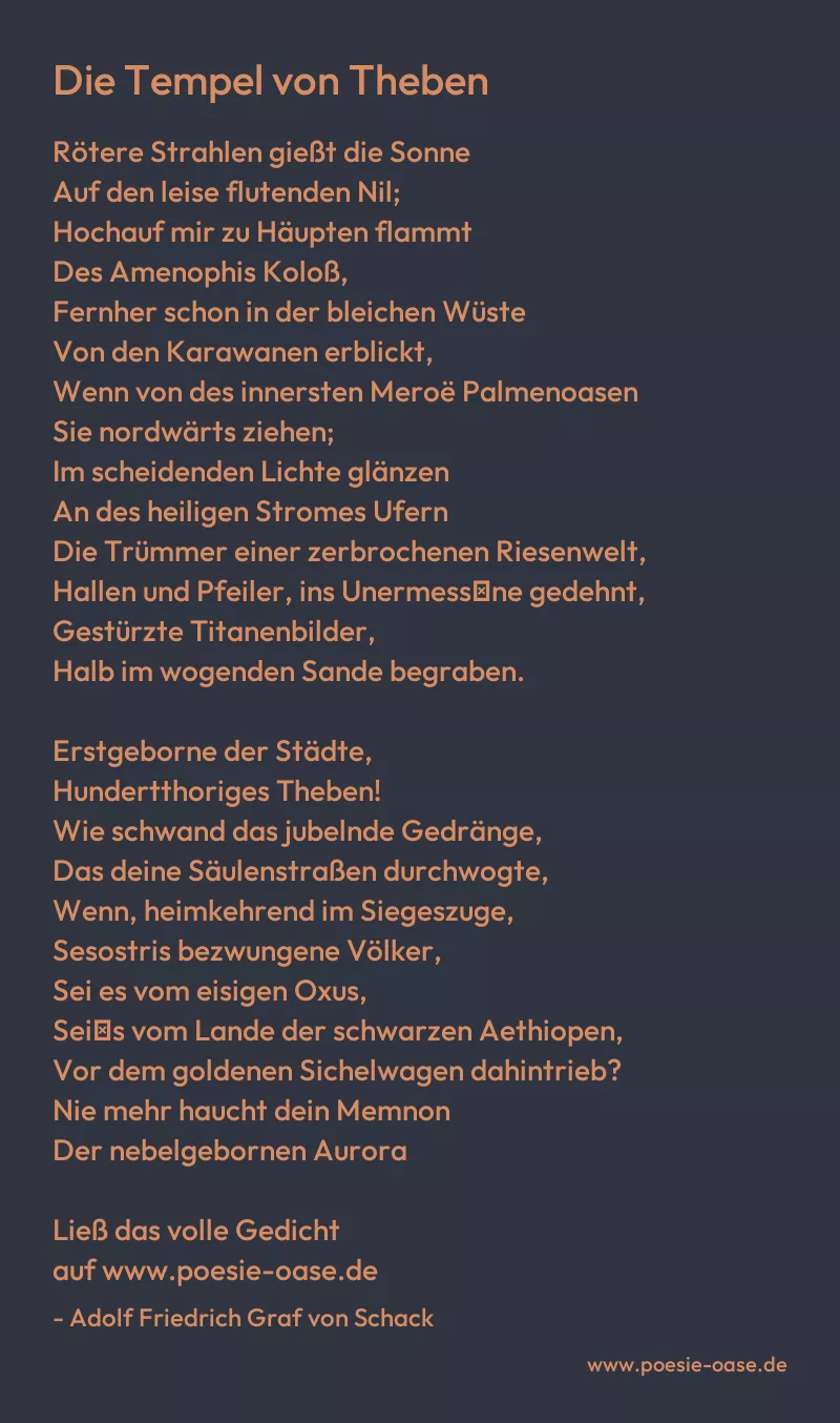 Gedicht: Die Tempel von Theben von Adolf Friedrich Graf von Schack