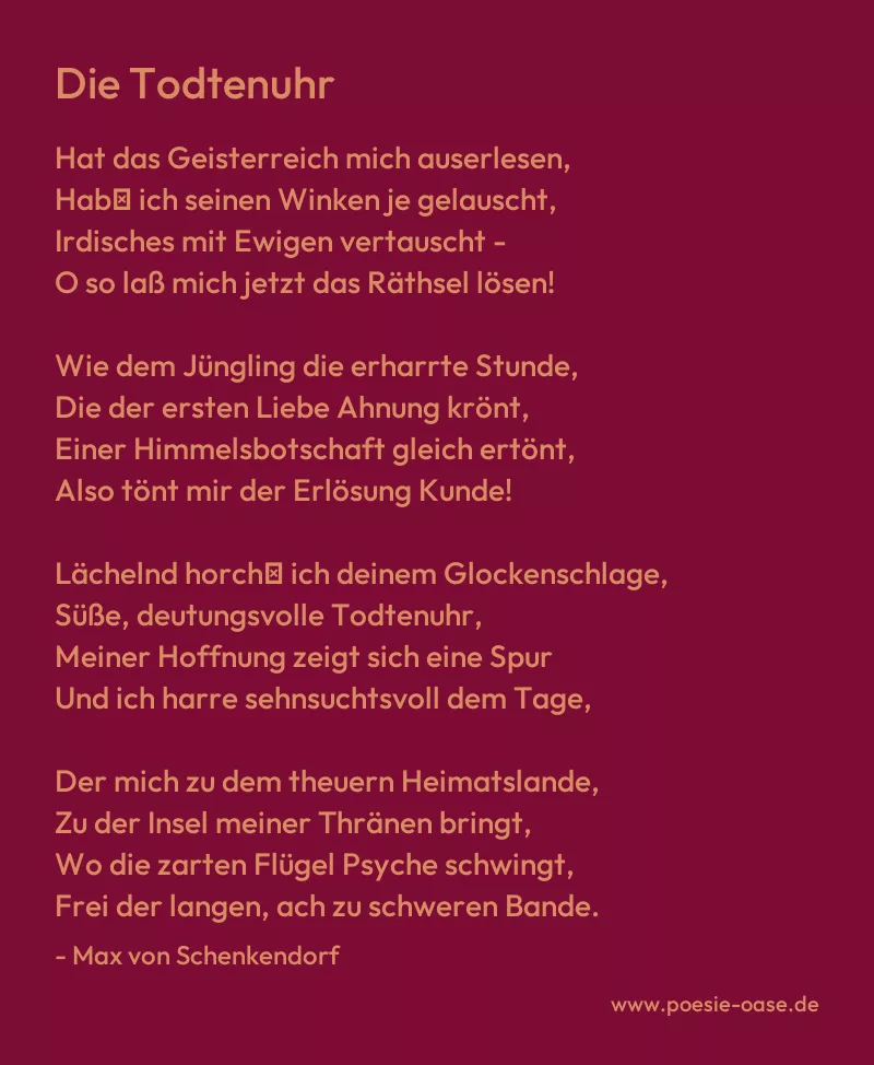 Gedicht: Die Todtenuhr von Max von Schenkendorf