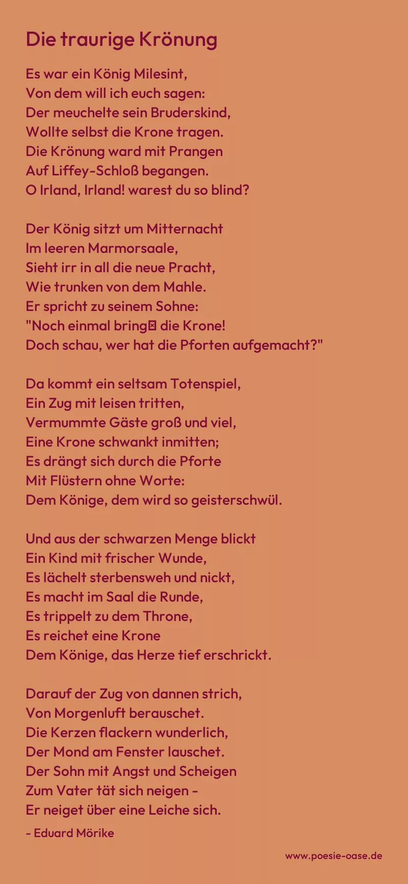 Gedicht: Die traurige Krönung von Eduard Mörike