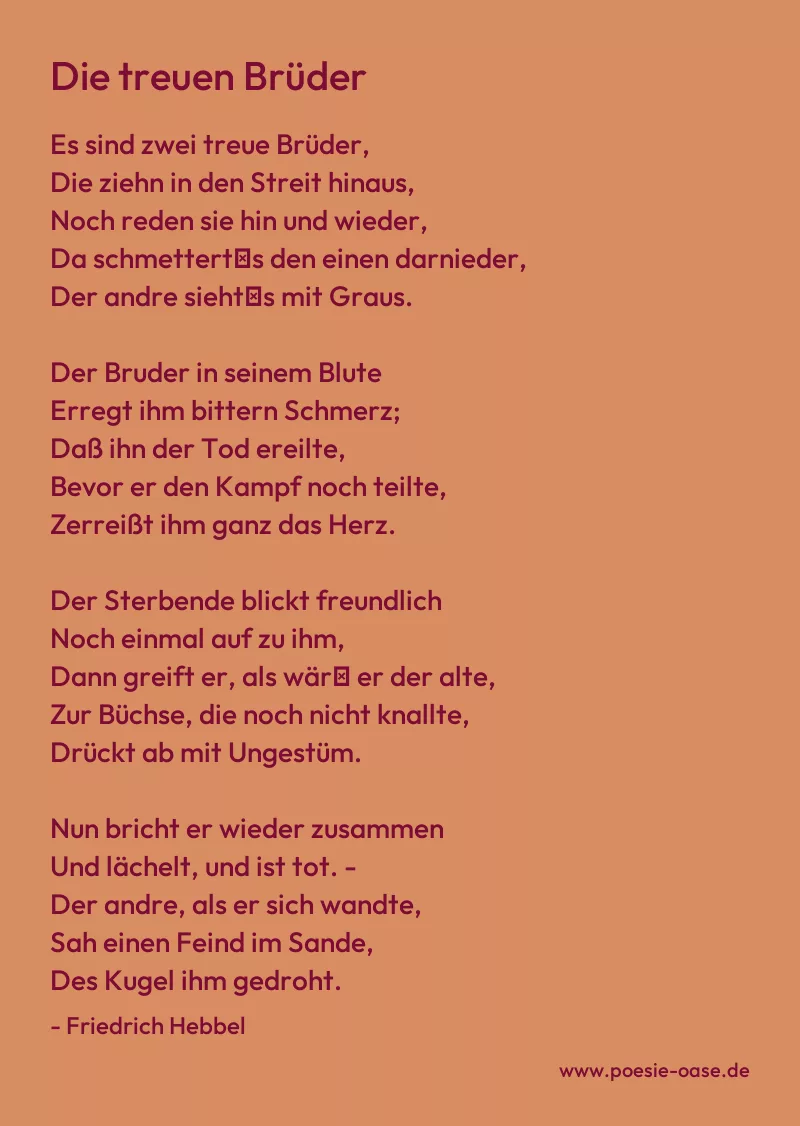 Gedicht: Die treuen Brüder von Friedrich Hebbel