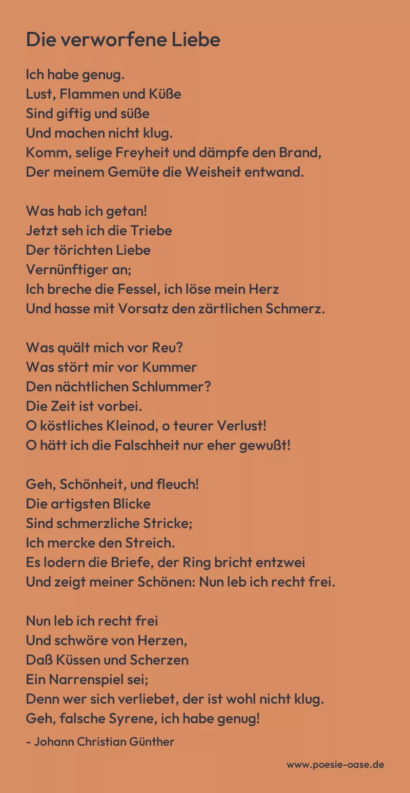 Gedicht: Die verworfene Liebe von Johann Christian Günther