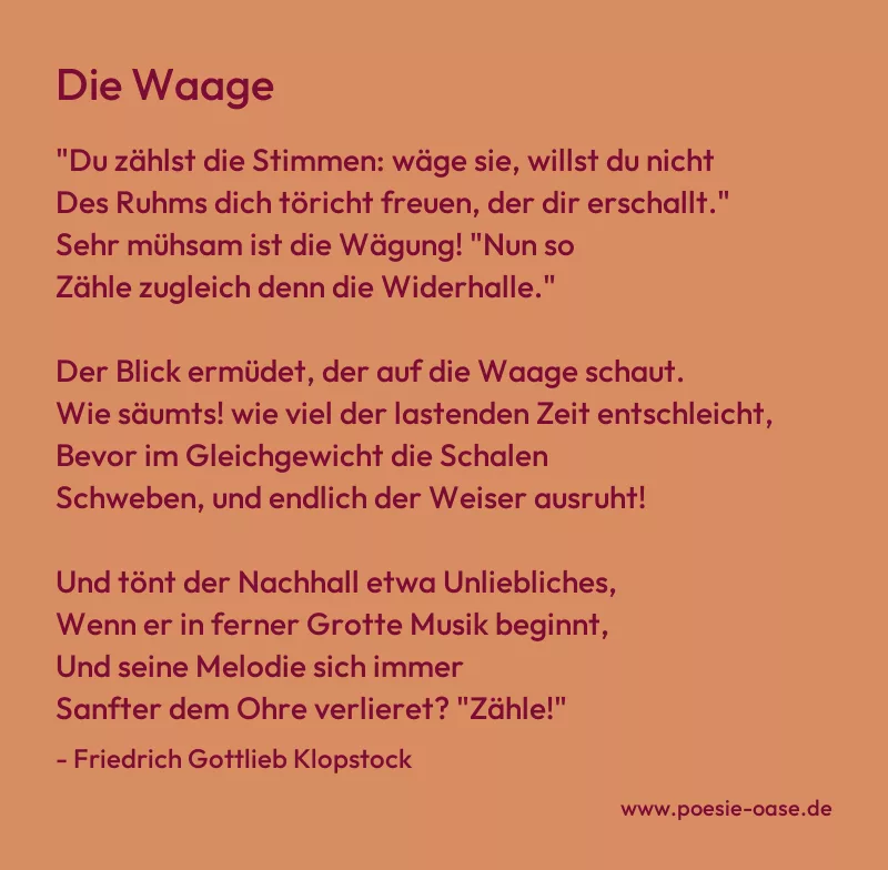 Gedicht: Die Waage von Friedrich Gottlieb Klopstock
