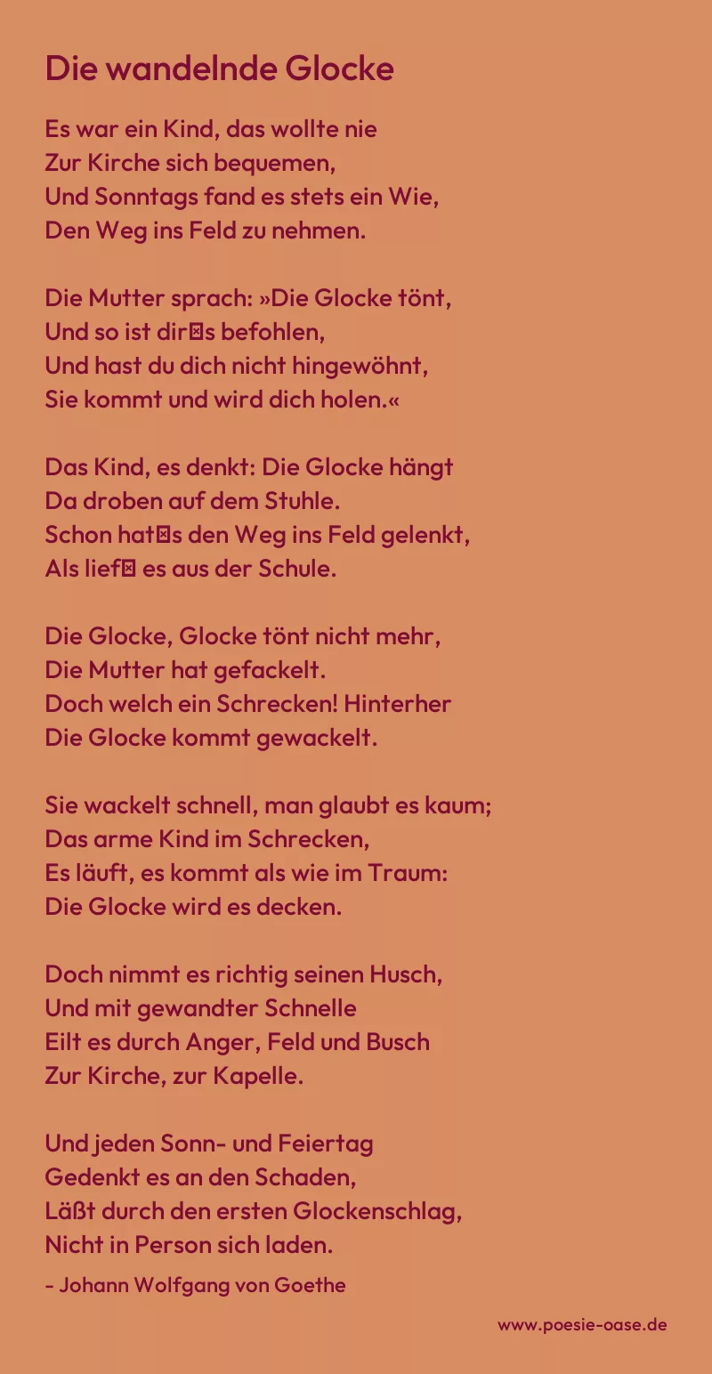 Gedicht: Die wandelnde Glocke von Johann Wolfgang von Goethe