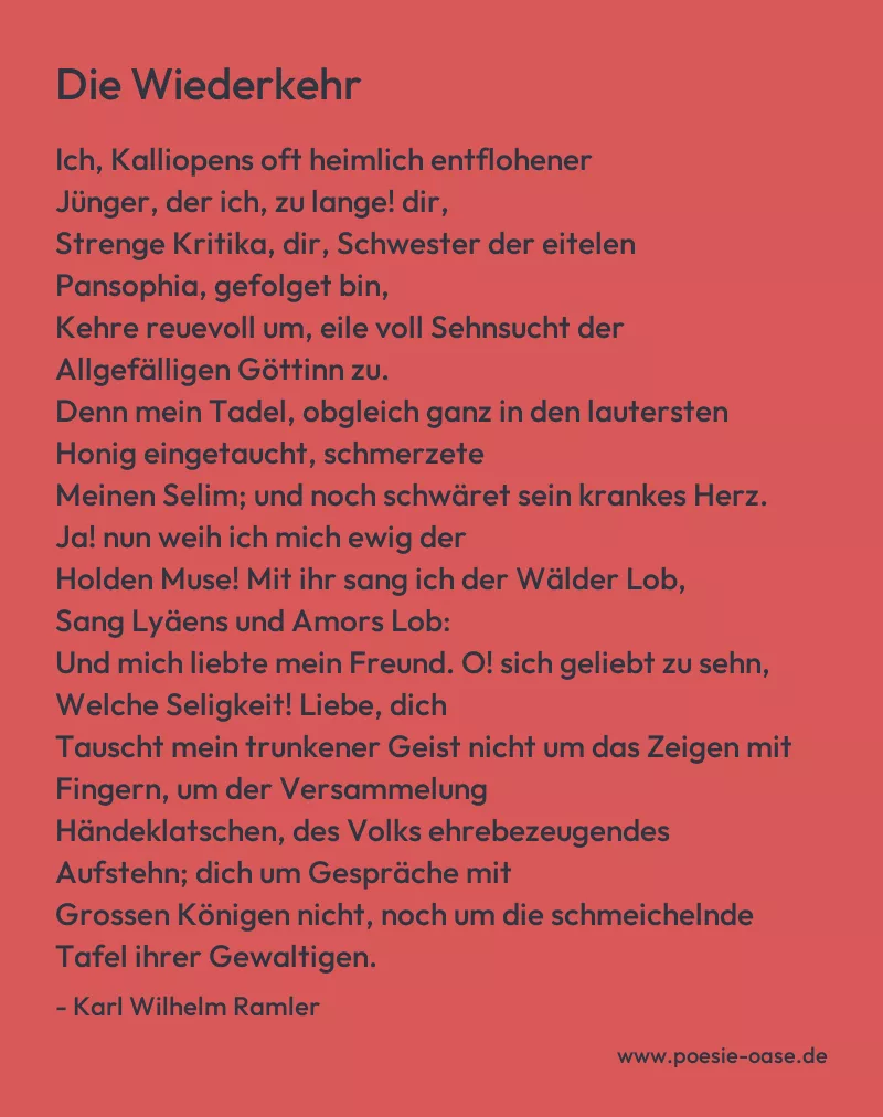 Gedicht: Die Wiederkehr von Karl Wilhelm Ramler