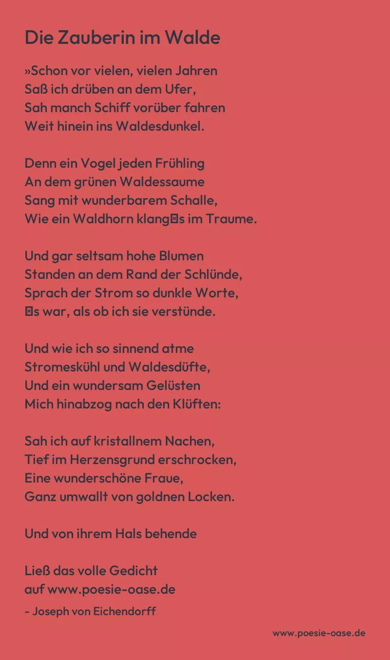 Gedicht: Die Zauberin im Walde von Joseph von Eichendorff