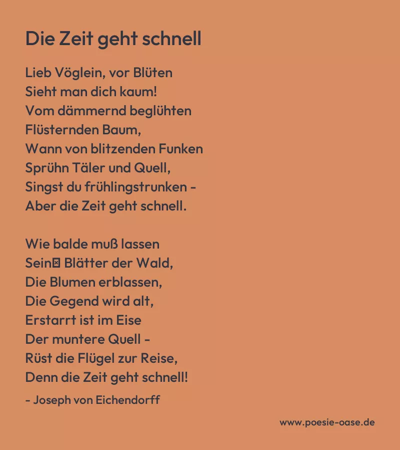 Gedicht: Die Zeit geht schnell von Joseph von Eichendorff