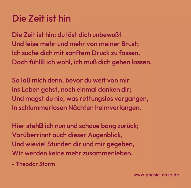 Gedicht: Die Zeit ist hin von Theodor Storm