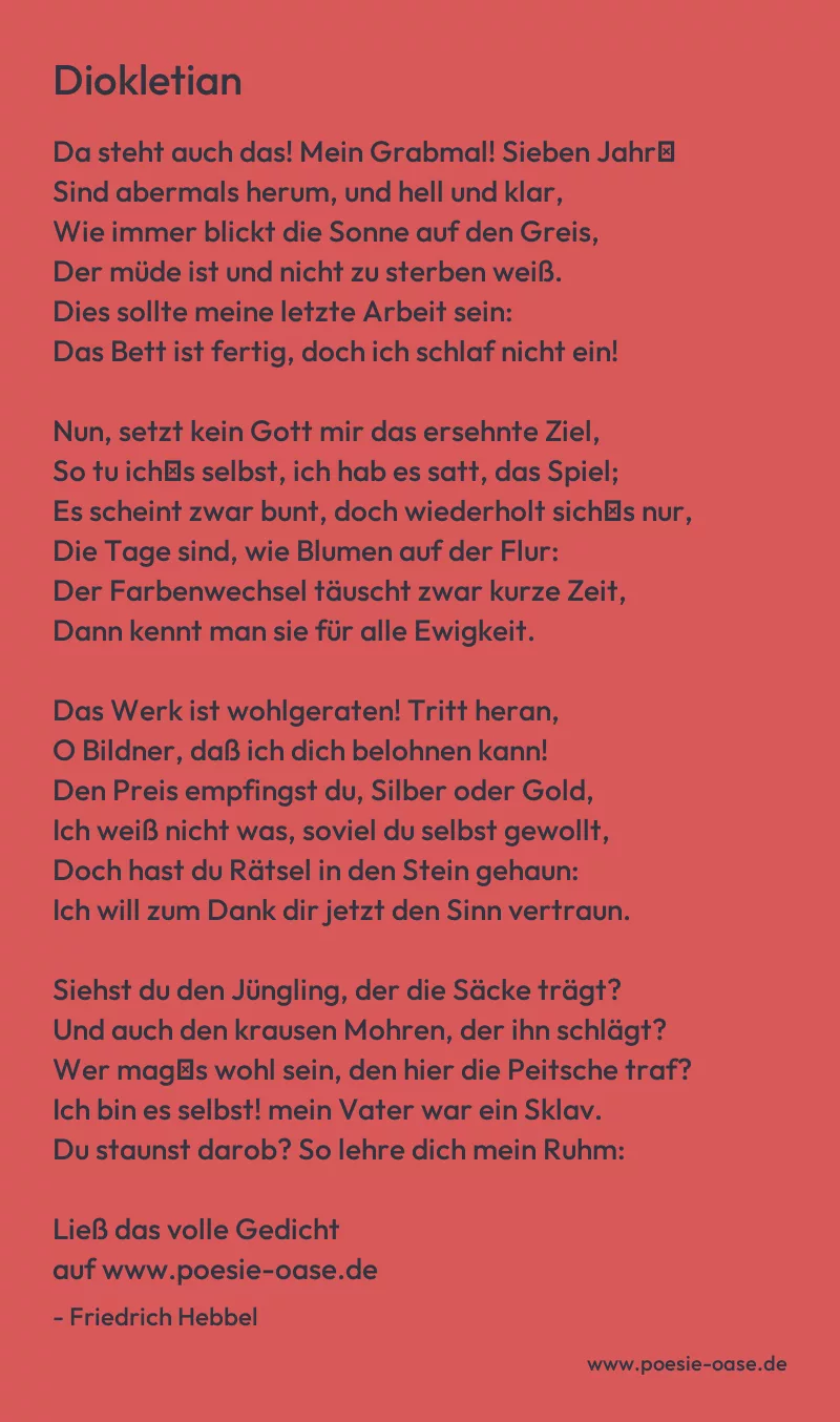 Gedicht: Diokletian von Friedrich Hebbel