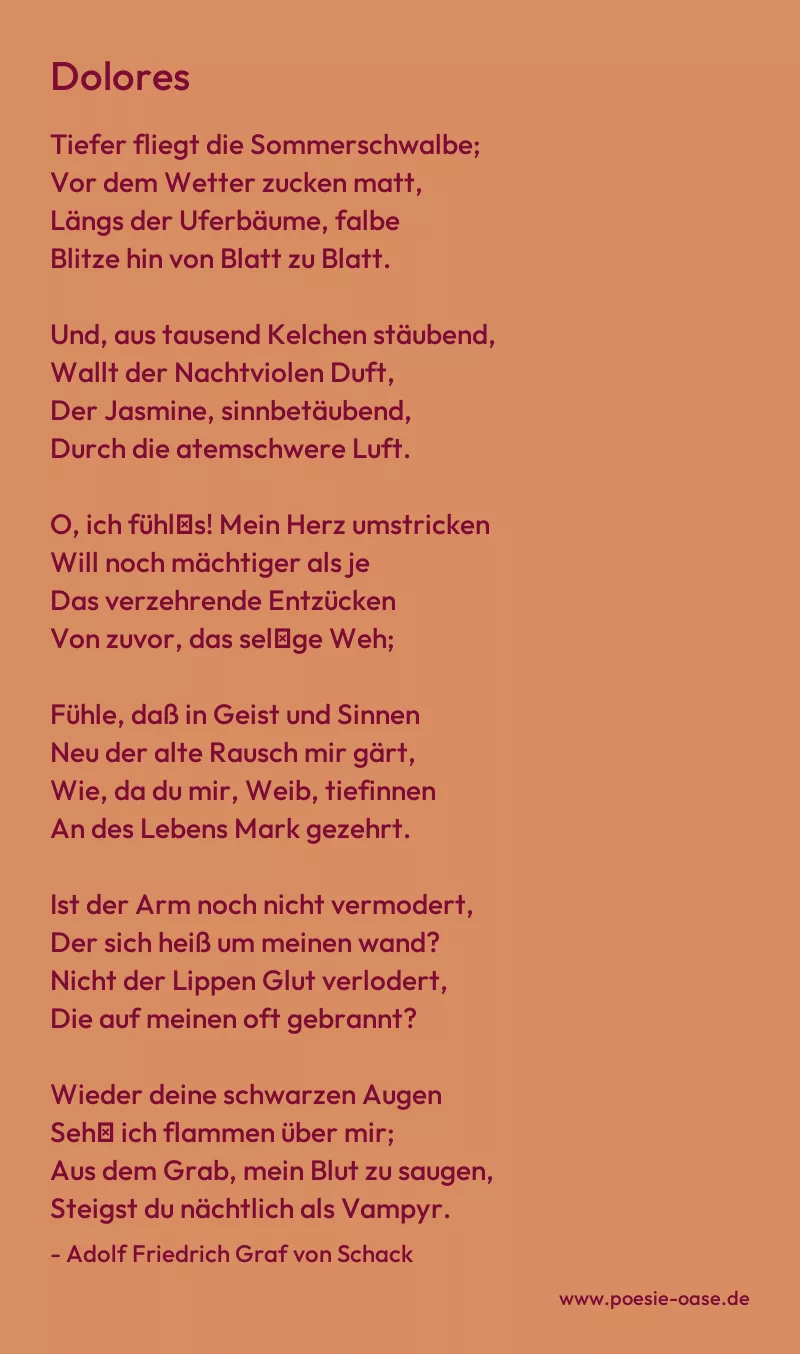 Gedicht: Dolores von Adolf Friedrich Graf von Schack
