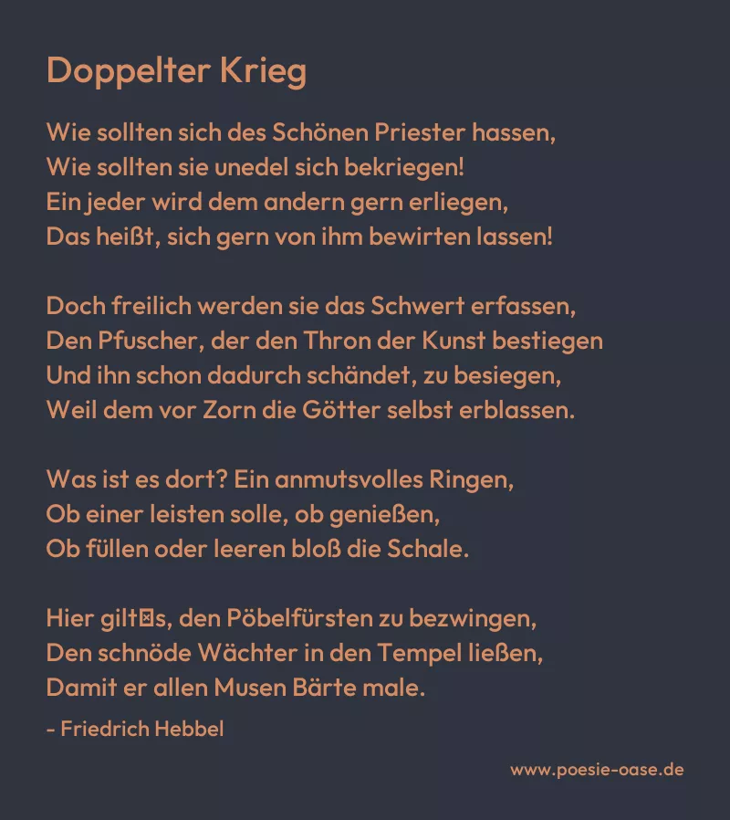 Gedicht: Doppelter Krieg von Friedrich Hebbel