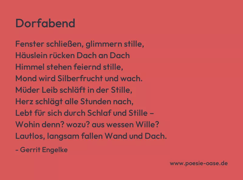 Gedicht: Dorfabend von Gerrit Engelke