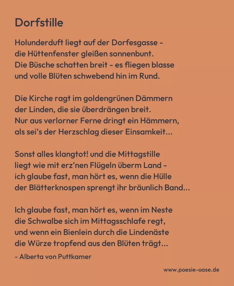 Gedicht: Dorfstille von Alberta von Puttkamer