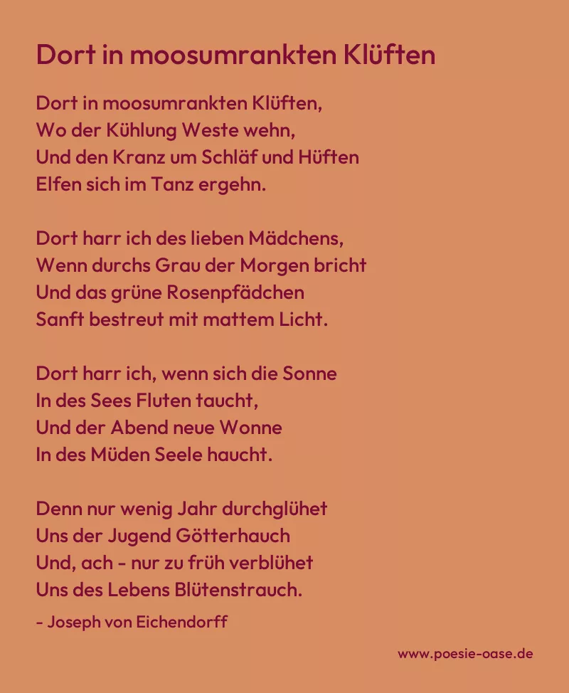 Gedicht: Dort in moosumrankten Klüften von Joseph von Eichendorff