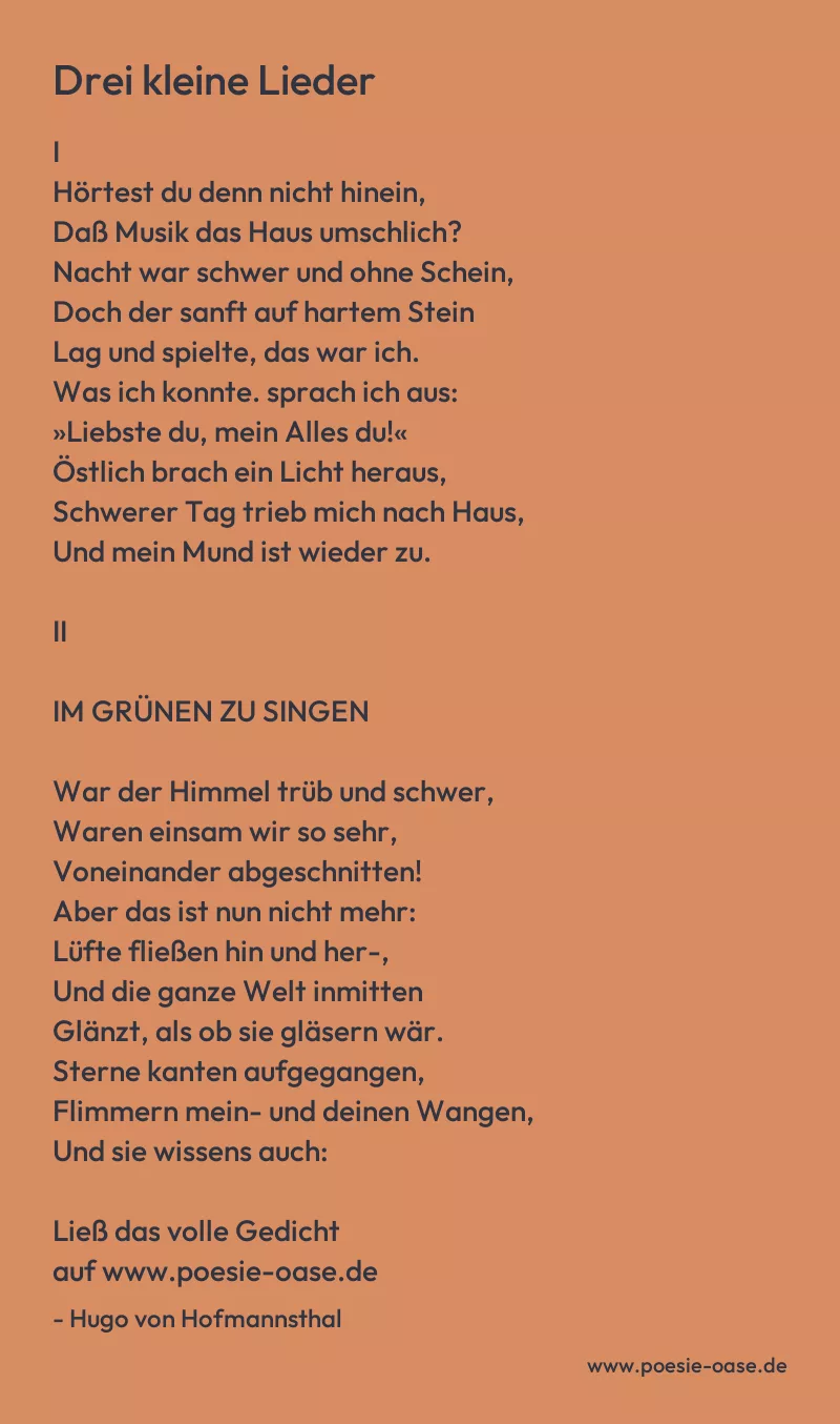 Gedicht: Drei kleine Lieder von Hugo von Hofmannsthal