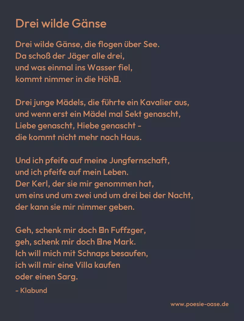Gedicht: Drei wilde Gänse von Klabund