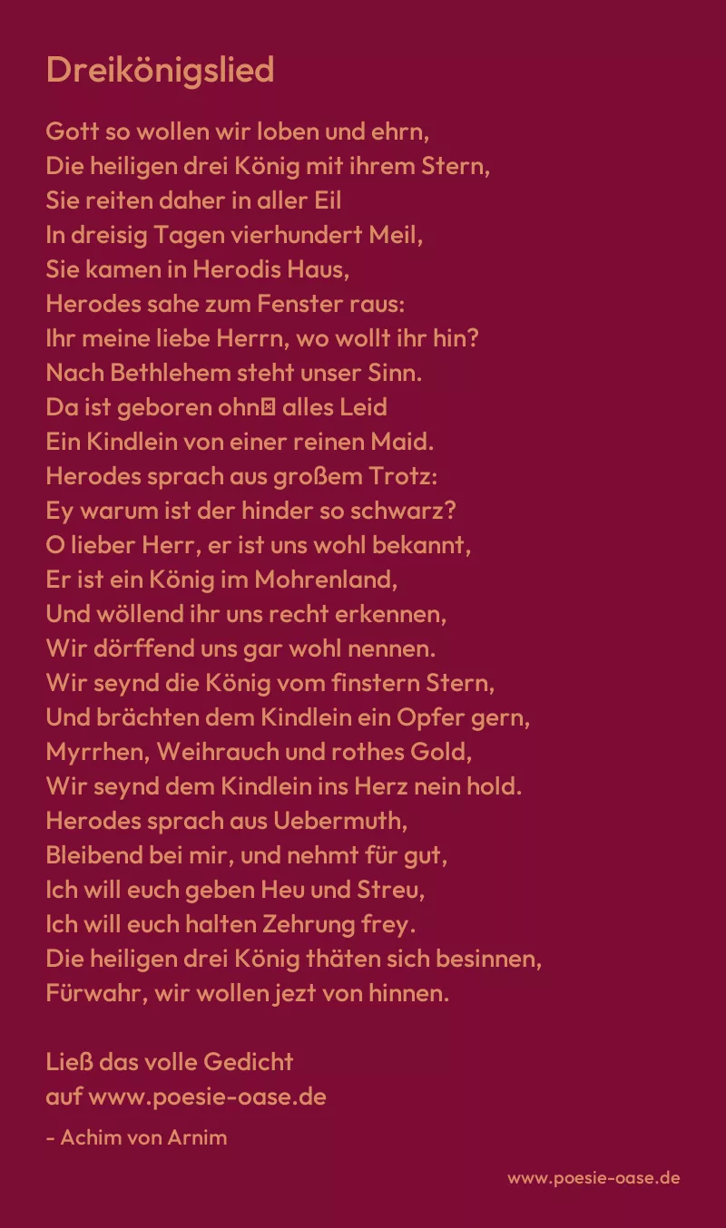 Gedicht: Dreikönigslied von Achim von Arnim