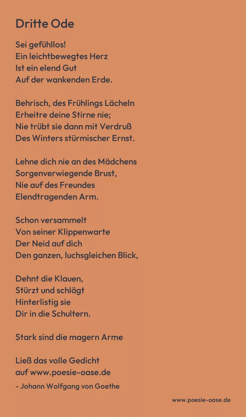 Gedicht: Dritte Ode von Johann Wolfgang von Goethe