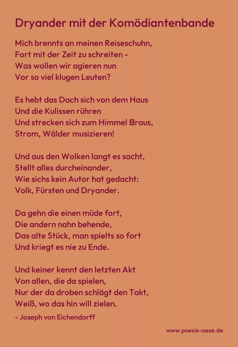 Gedicht: Dryander mit der Komödiantenbande von Joseph von Eichendorff