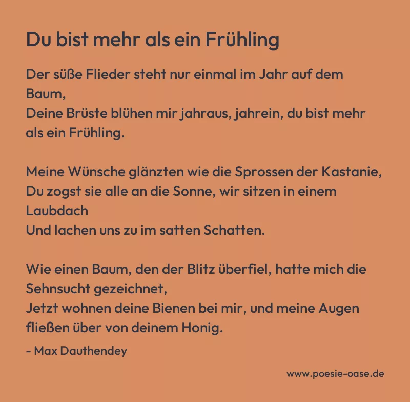 Gedicht: Du bist mehr als ein Frühling von Max Dauthendey