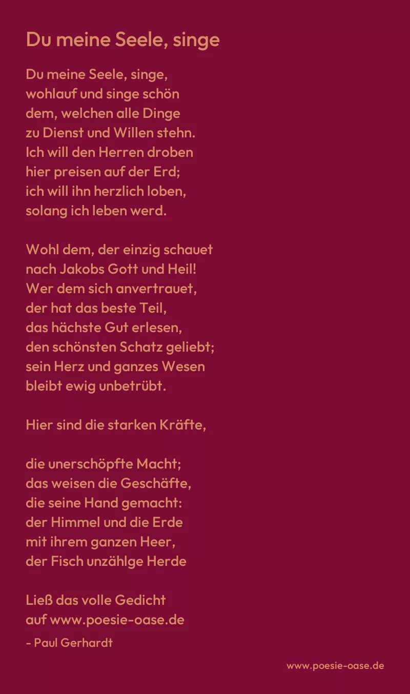 Gedicht: Du meine Seele, singe von Paul Gerhardt