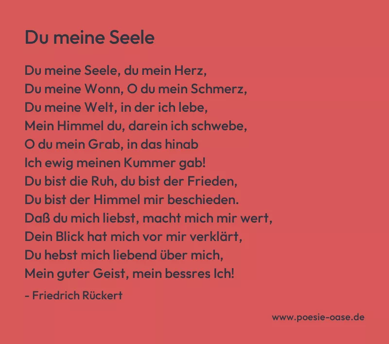 Gedicht: Du meine Seele von Friedrich Rückert
