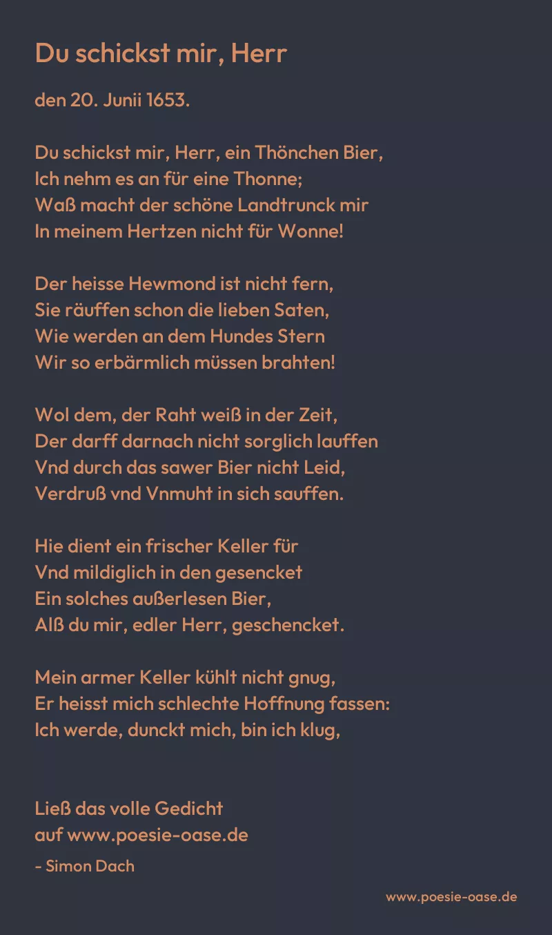Gedicht: Du schickst mir, Herr von Simon Dach