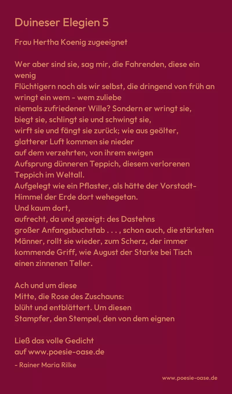 Gedicht: Duineser Elegien 5 von Rainer Maria Rilke