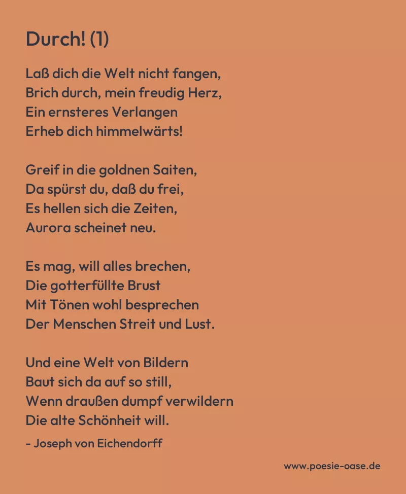 Gedicht: Durch! (1) von Joseph von Eichendorff
