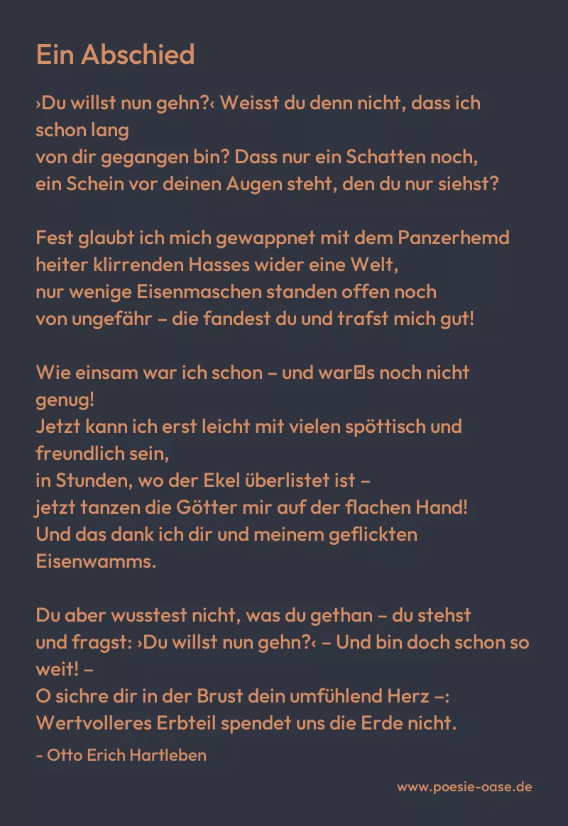 Gedicht: Ein Abschied von Otto Erich Hartleben