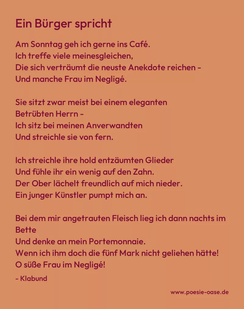 Gedicht: Ein Bürger spricht von Klabund