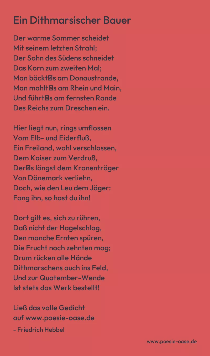 Gedicht: Ein Dithmarsischer Bauer von Friedrich Hebbel