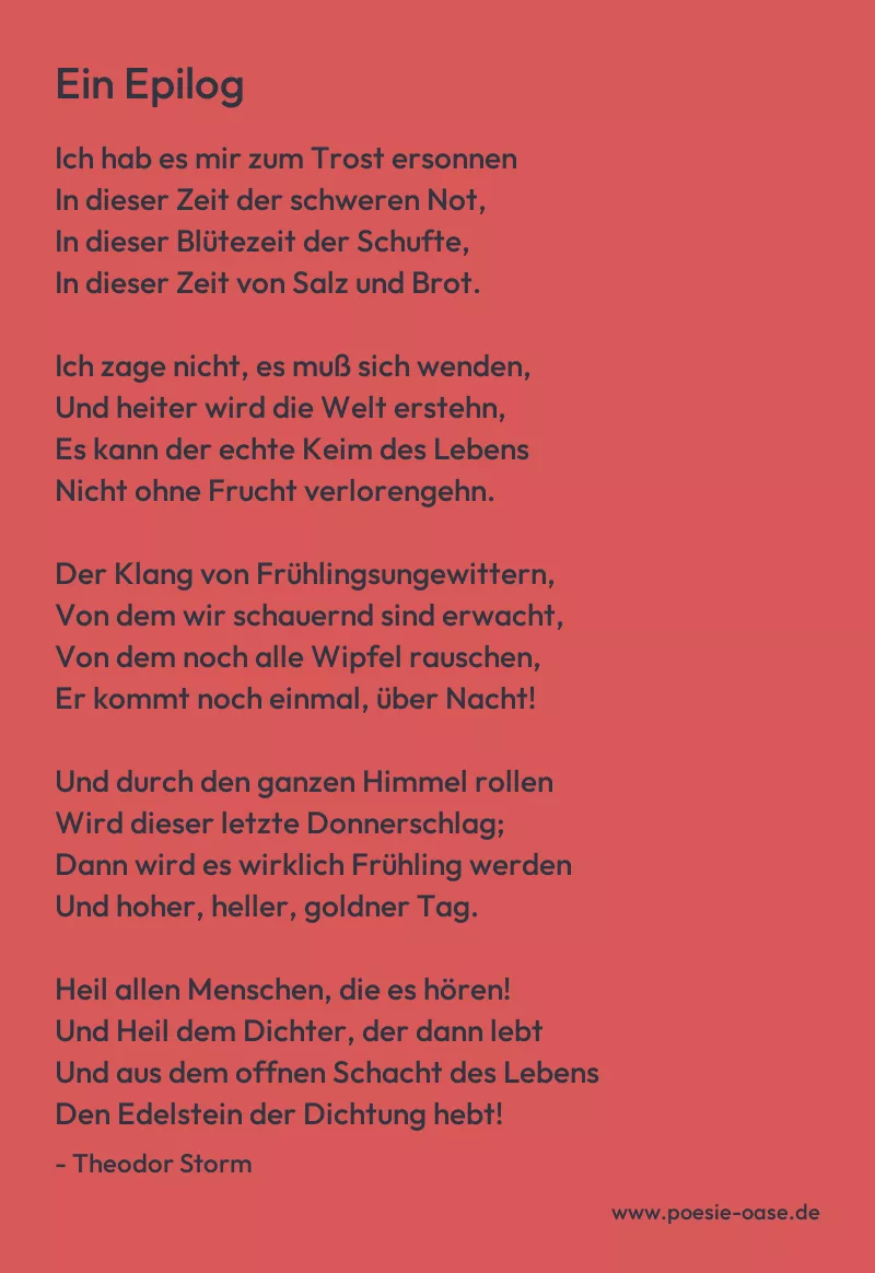 Gedicht: Ein Epilog von Theodor Storm