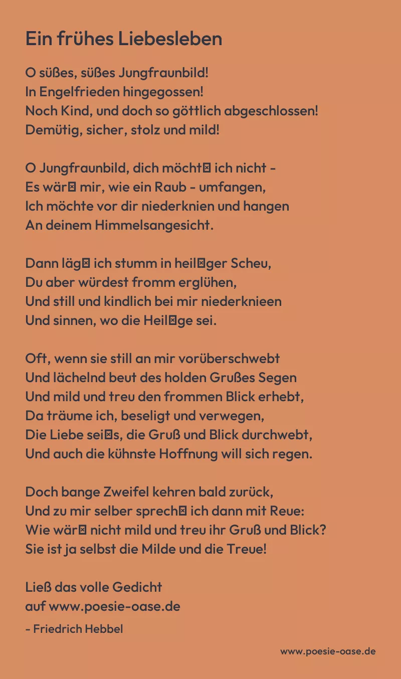 Gedicht: Ein frühes Liebesleben von Friedrich Hebbel