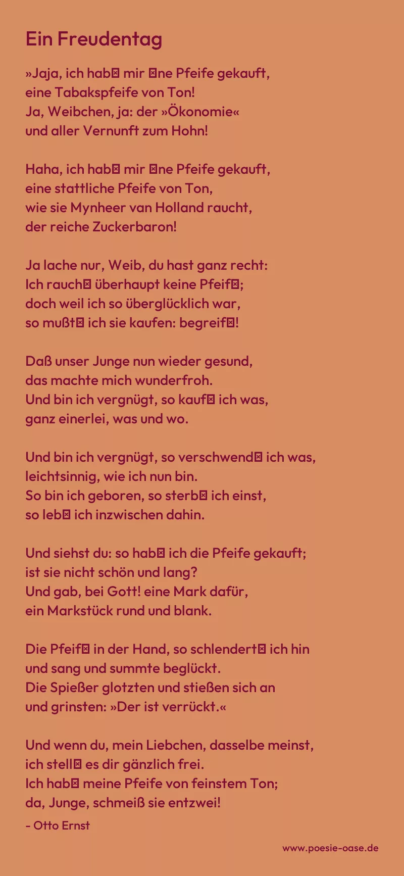 Gedicht: Ein Freudentag von Otto Ernst