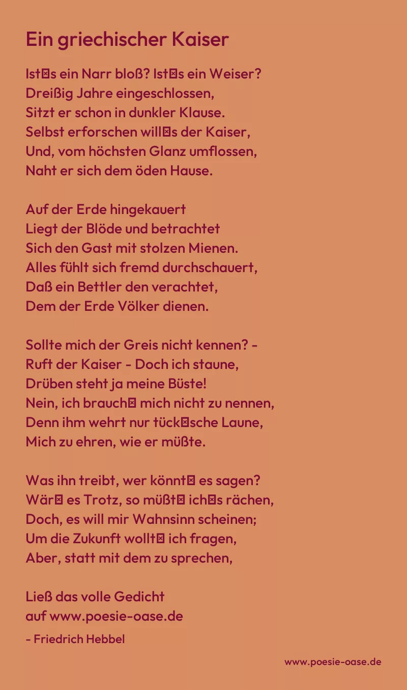 Gedicht: Ein griechischer Kaiser von Friedrich Hebbel