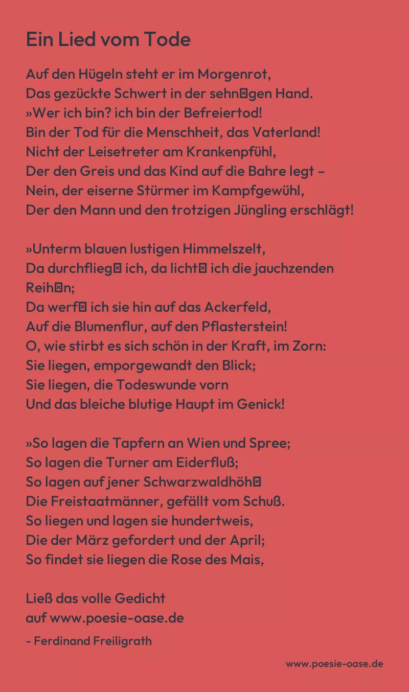 Gedicht: Ein Lied vom Tode von Ferdinand Freiligrath